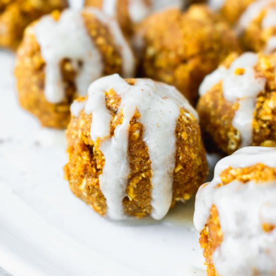 Iced Pumpkin Pie Energy Bites - Recipe photo by sticksscratchkitchen