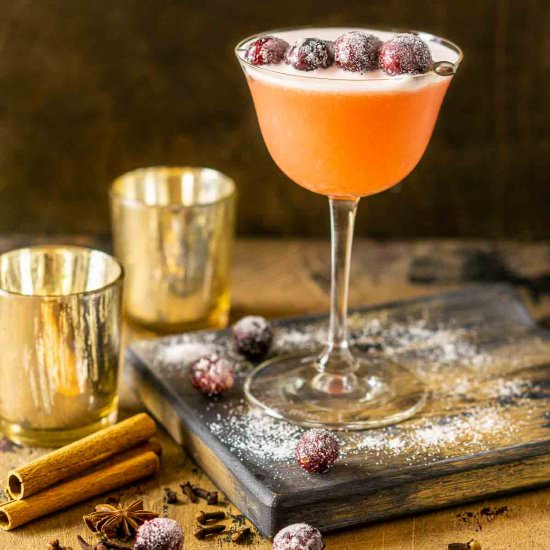 Spiced Cranberry Bourbon Sour - Recipe photo by Burrata and Bubbles