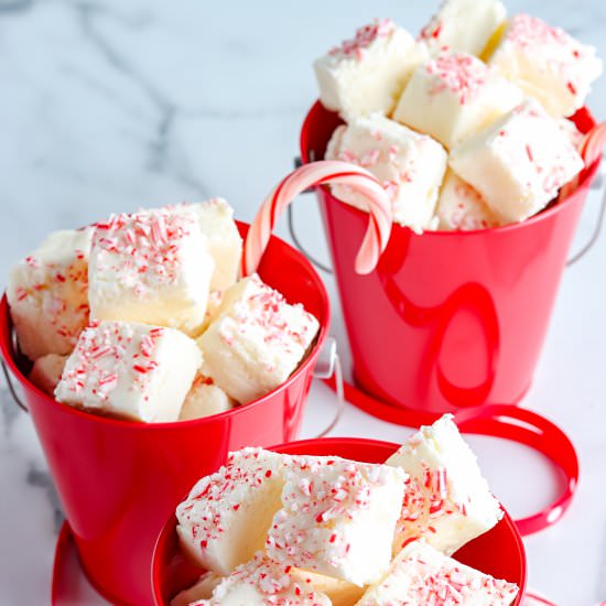 White Chocolate Peppermint Fudge - Recipe photo by FoodFolksandFun