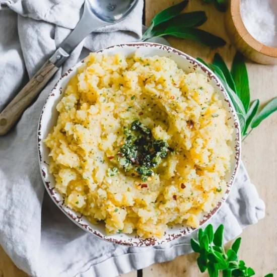MASHED RUTABAGA WITH GARLIC HERB BU - Recipe photo by Running to the Kitchen