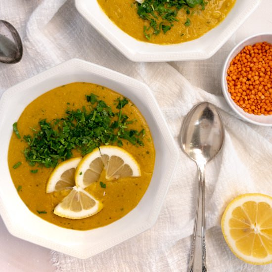 Lebanese Lentil Soup - Recipe photo by Plant Based Folk