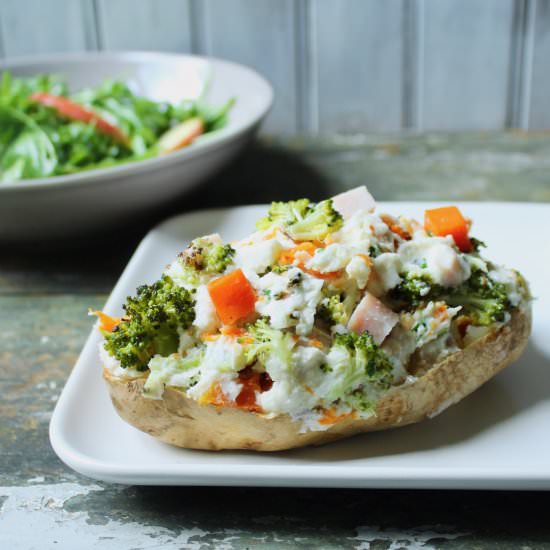 Turkey and Veggie Stuffed Potatoes - Recipe photo by the good eats co