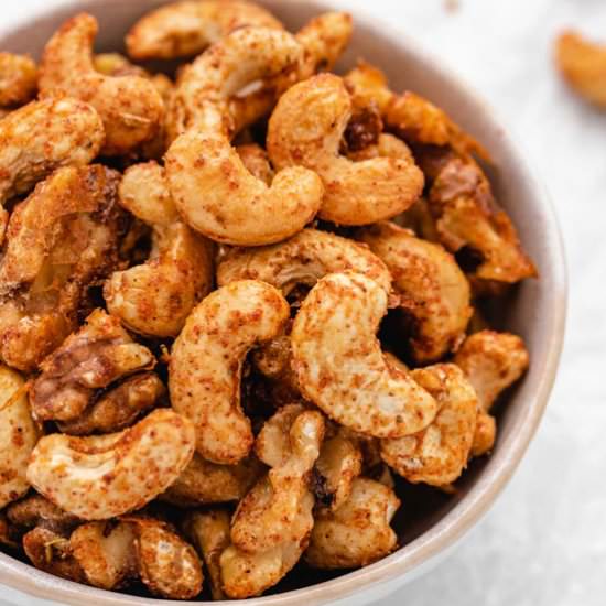Sweet and Spicy Roasted Nuts - Recipe photo by Three Little Chickpeas