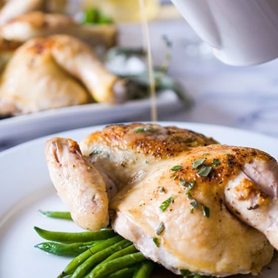 Roasted Butterflied Cornish Hens - Recipe photo by sipandsanity