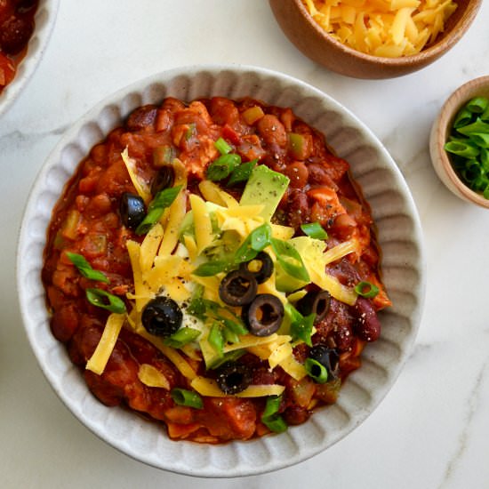 30-Minute Leftover Turkey Chili - Recipe photo by justataste