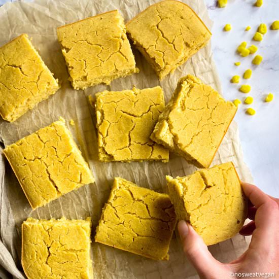 Easy Vegan Cornbread (Oil-free) - Recipe photo by No Sweat Vegan