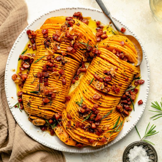 Hasselback Butternut Squash - Recipe photo by eatloveeat