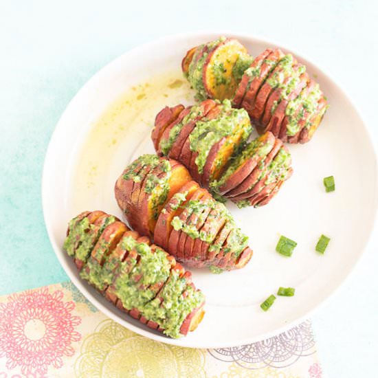 Air Fryer Hasselback Sweet Potatoes - Recipe photo by healingtomato