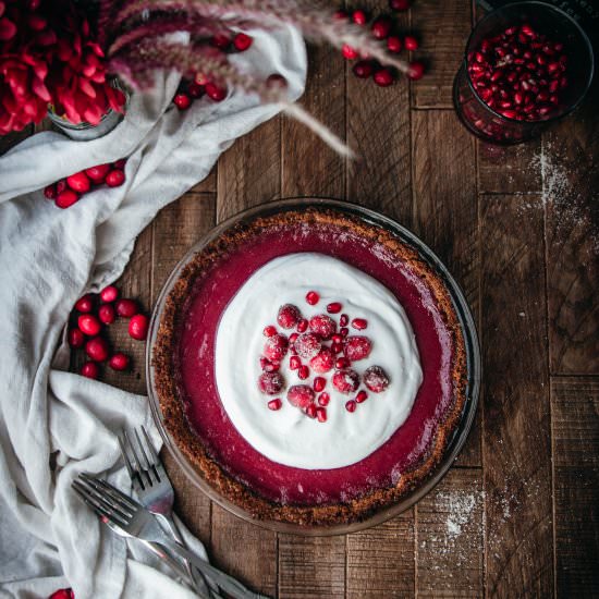 Vegan Cranberry Custard Pie - Recipe photo by emily_garlichead