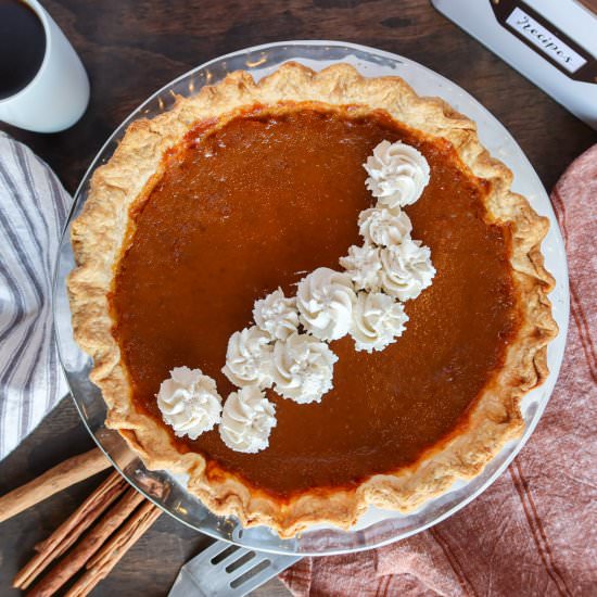 Eggnog Pumpkin Pie - Recipe photo by StaceyLives