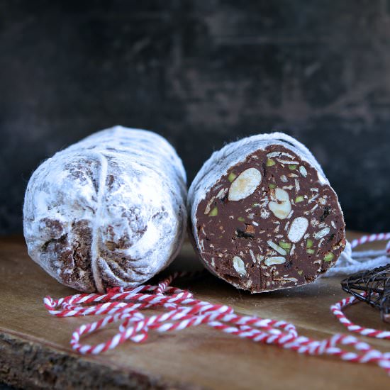 Chocolate Salami with Granola - Recipe photo by glutenfreealchemist