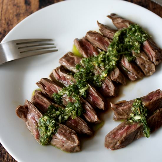 Grilled skirt steak w/ chimichurri - Recipe photo by Travel and Food