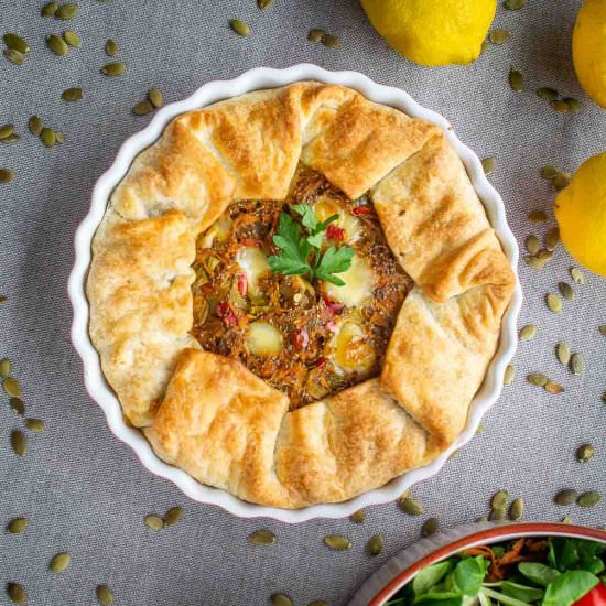 Savory Carrot Tart - Recipe photo by Ourplantbasedworld