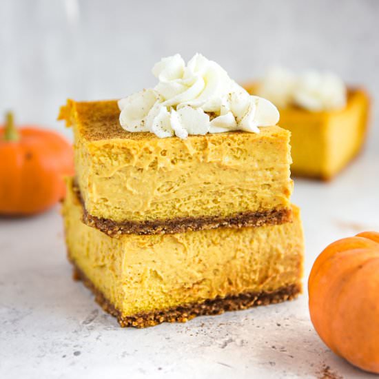 Pumpkin Pie Cheesecake Bars - Recipe photo by Chopnotch
