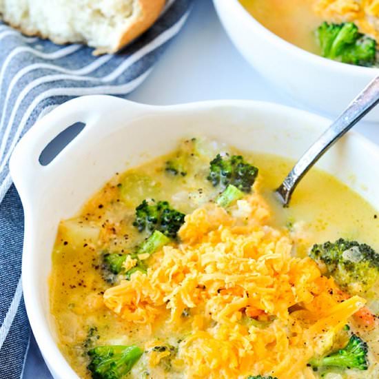 Healthy Broccoli Cheddar Soup - Recipe photo by Home Cooked Harvest