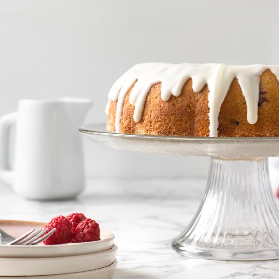 White Chocolate Raspberry BundtCake - Recipe photo by Entirely Elizabeth
