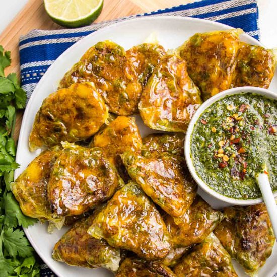 Baked Samosas with Green Chutney - Recipe photo by Debra Klein