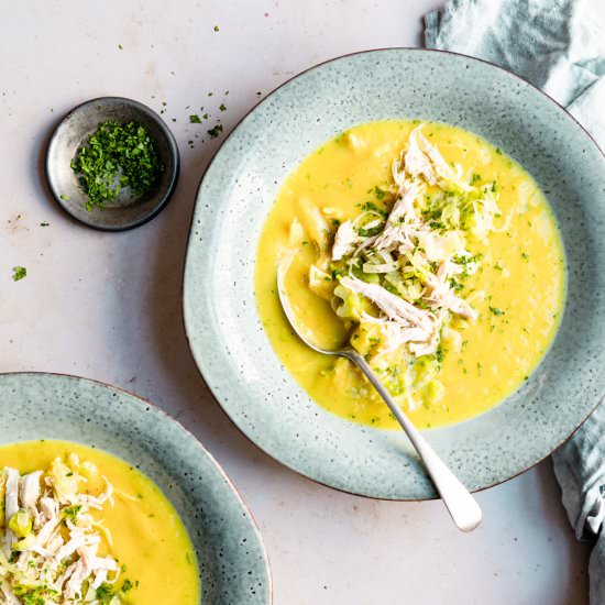 Easy Creamy Leek and Chicken Soup - Recipe photo by Salted Mint