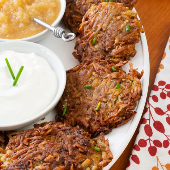 Crispy Potato Latkes - Recipe photo by For the Love of Cooking