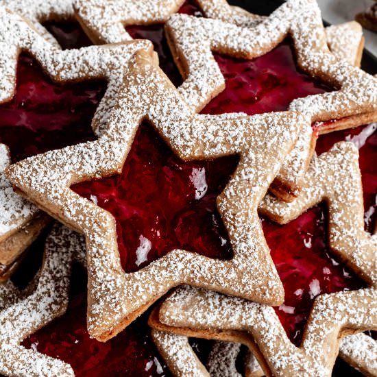 linzer cookies + mulled wine jelly - Recipe photo by whisked away kitchen