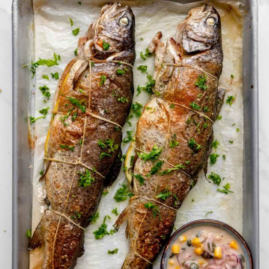Baked rainbow trout - Recipe photo by jernejkitchen