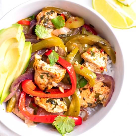 Healthy Baked Chicken Fajitas - Recipe photo by vibrantlygfree