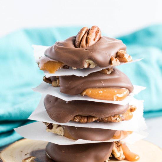 Chocolate Pecan Turtles - Recipe photo by Tastes of Homemade