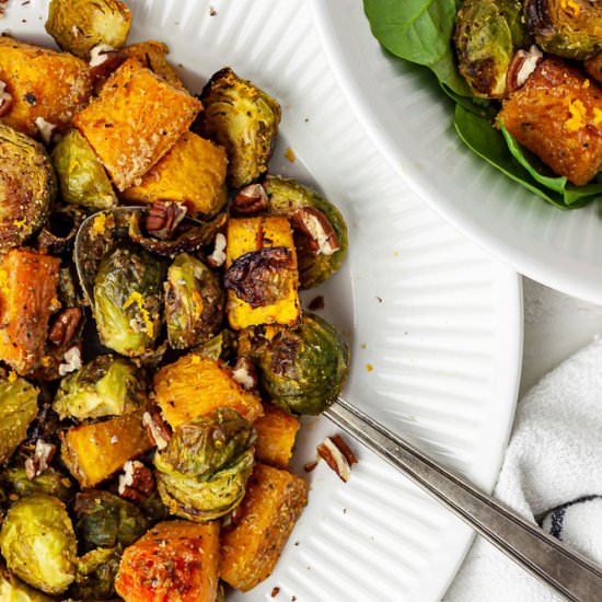 Rosemary Squash & Brussels Sprouts - Recipe photo by cleanfooddirtygirl
