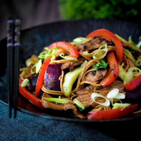 Hoisin Pork Stir Fry with Noodles - Recipe photo by Brian Jones