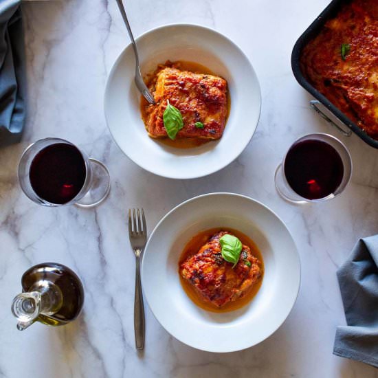 Eggplant Parmesan - Recipe photo by Ourplantbasedworld