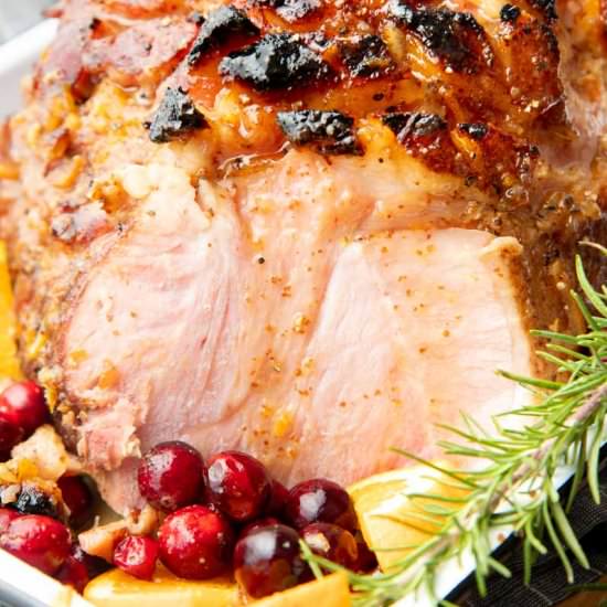 Orange Bourbon Glazed Christmas Ham - Recipe photo by wholefully