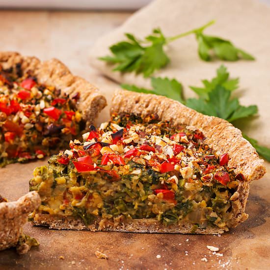 Mushroom Kale Vegan Quiche - Recipe photo by veganwithgusto