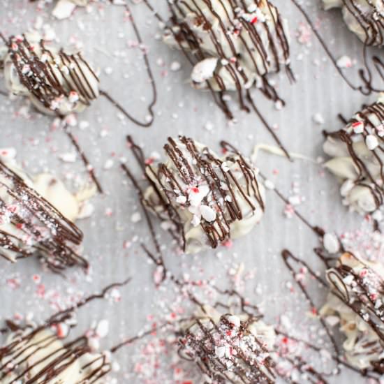 Peppermint Bark Almond Clusters - Recipe photo by megseverydayindulgence