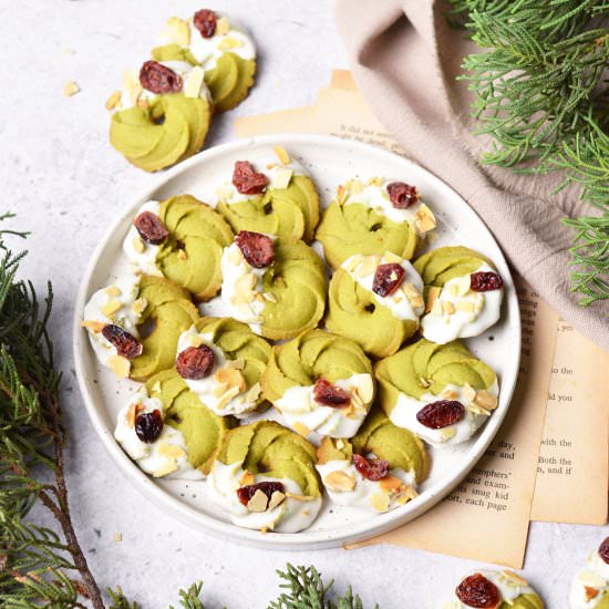 Matcha Wreath Cookies - Recipe photo by Jaja Bakes