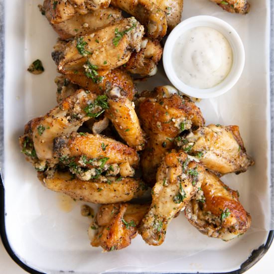 Garlic Parmesan Wings - Recipe photo by theforkedspoon
