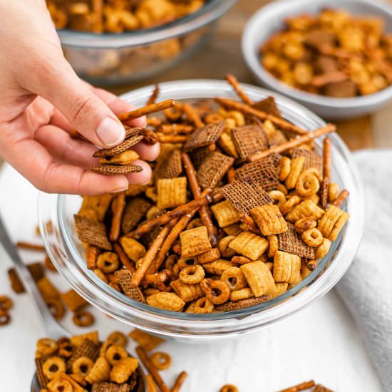 Easy Vegan Party Mix - Recipe photo by tastythriftytimely