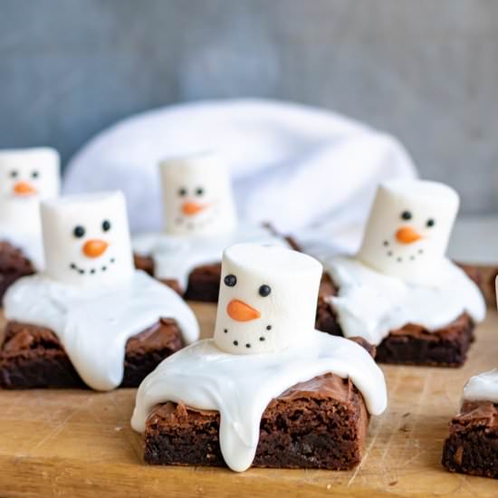 Melted Snowman Brownies - Recipe photo by veggie desserts