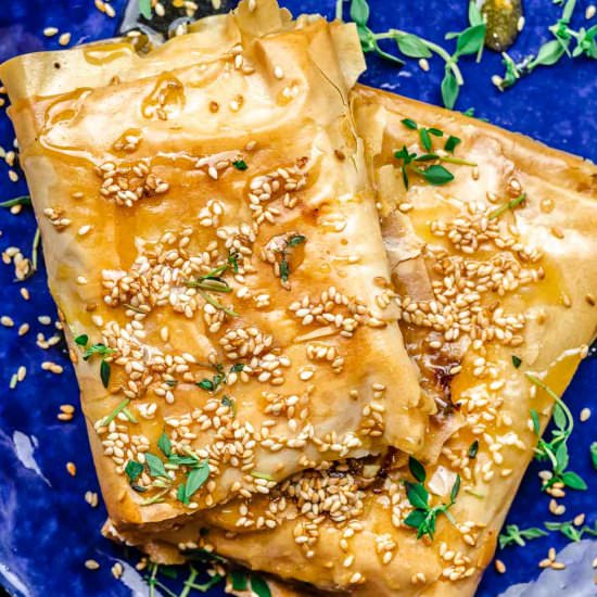 Phyllo Baked Feta with Honey - Recipe photo by The Mediterranean Dish