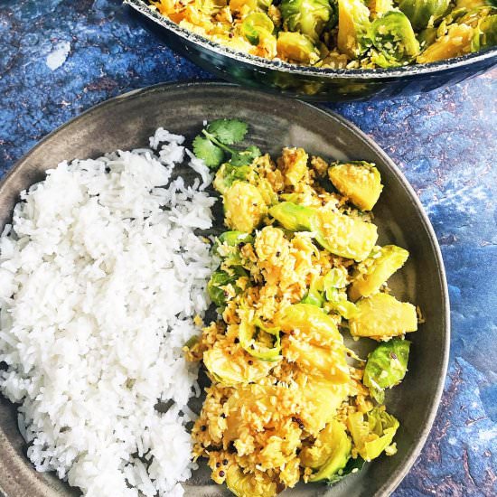 Brussels Sprouts Curry - Recipe photo by Mandy Sneaky Veg