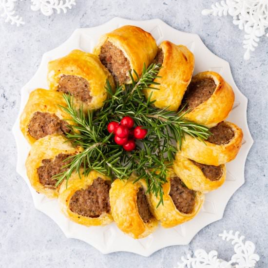 Holiday Sausage Roll Wreath - Recipe photo by dishnthekitchen