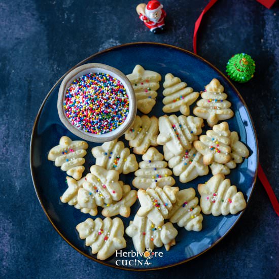 Eggless Spritz Cookies - Recipe photo by Herbivore Cucina
