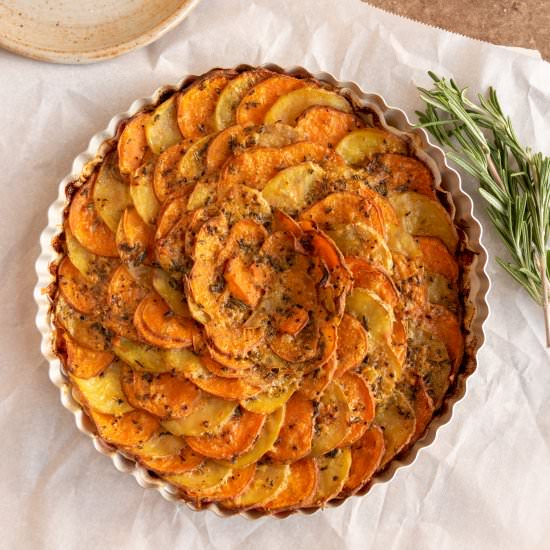 Parmesan Potato Savory Tart - Recipe photo by nutsfornaan