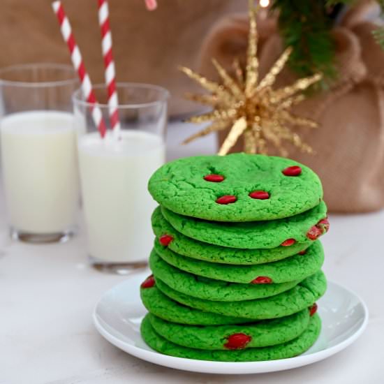 Cake Mix Grinch Cookies - Recipe photo by justataste