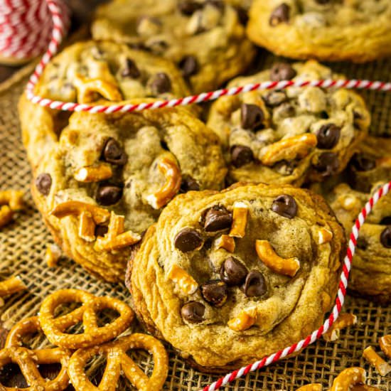 Pretzel-Chocolate Chip Cookies - Recipe photo by Burrata and Bubbles