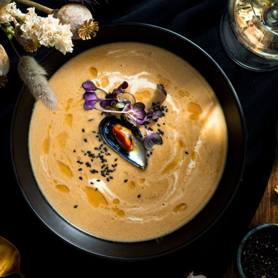 Miso Mussel Parsnip Bisque - Recipe photo by rhubarbandcod