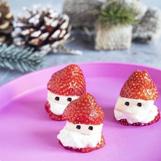 Banana and Strawberry Santas - Recipe photo by Mandy Sneaky Veg