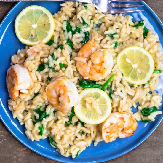 EASY Lemony Shrimp Risotto! - Recipe photo by The Mediterranean Dish