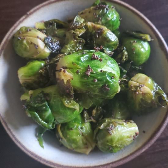 Mustard Brussels Sprouts - Recipe photo by ChickpeasAndSpice