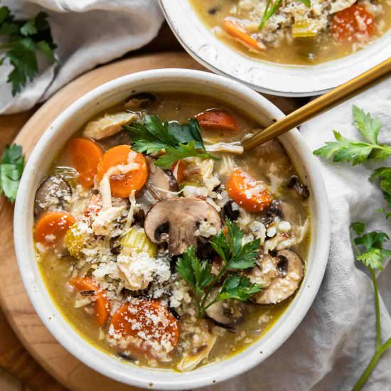 Creamy Turkey Wild Rice Soup - Recipe photo by Jar Of Lemons