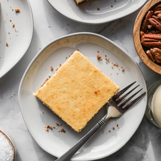 Gluten Free Eggnog Cheesecake Bars - Recipe photo by smallfarmbiglife